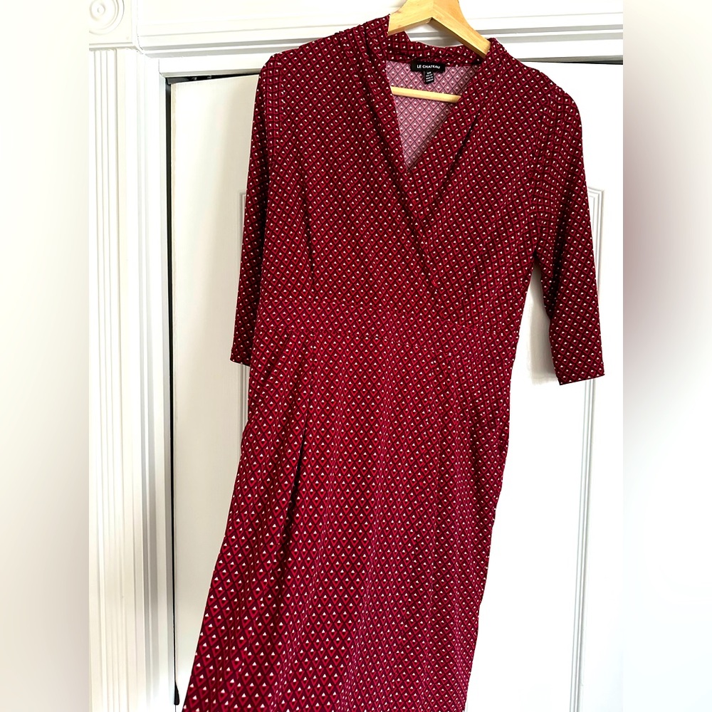 Le Chateau deep burgundy dress with pockets